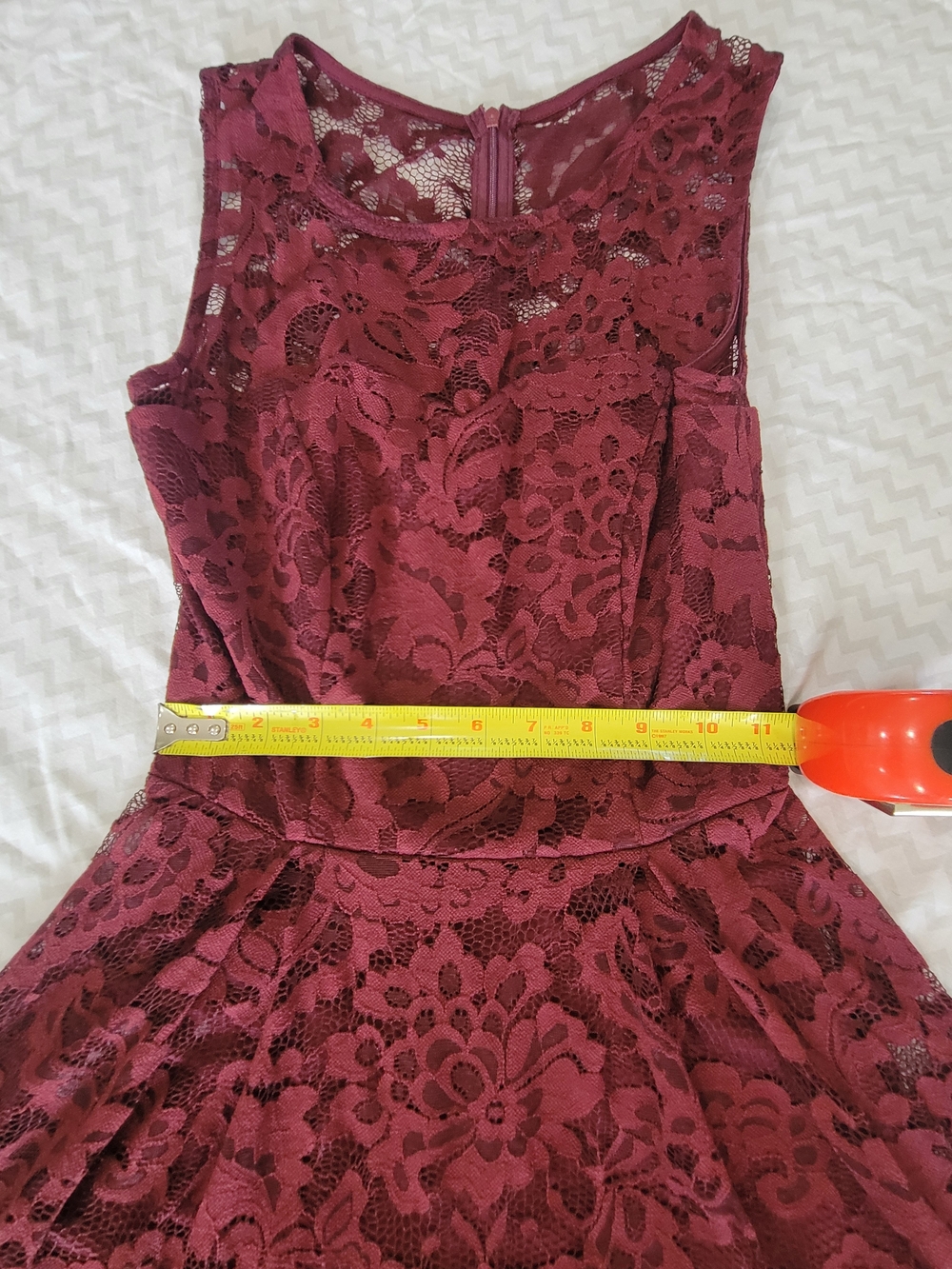 Sleeveless Burgundy Lace High-Low Dress Sz XS - Picture 6 of 11